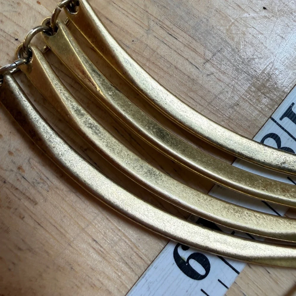 Madewell Bib Necklace Gold Tiered Statement Modern Minimalist Architectural - Picture 3 of 13